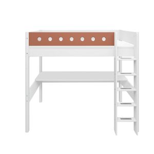 FLEXA Højseng 184 cm med skrivebord, sofa, stige og sengehest, 90x200 cm, Hvid 210.0 cm x 184.0 cm x 109.0 cm White/Blush