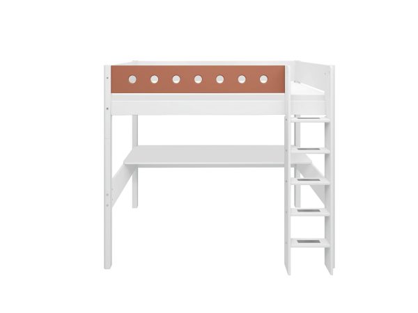 FLEXA Højseng 184 cm med skrivebord, sofa, stige og sengehest, 90x200 cm, Hvid 210.0 cm x 184.0 cm x 109.0 cm White/Blush